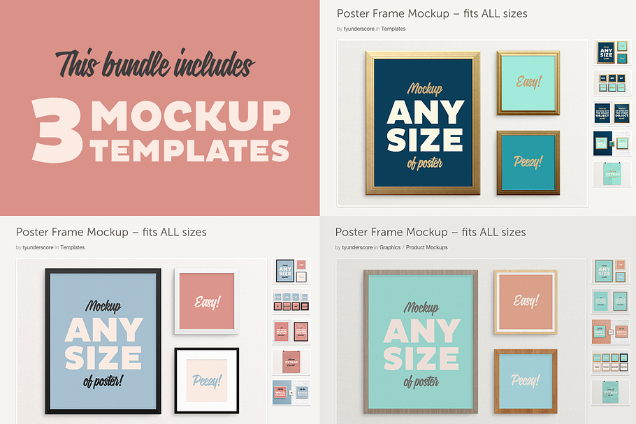 Poster Frame BUNDLE – Fits All Sizes in Print Mockups - product preview 8