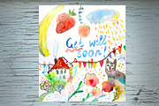 Get well soon watercolor card