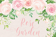 Watercolour rose garden cliparts