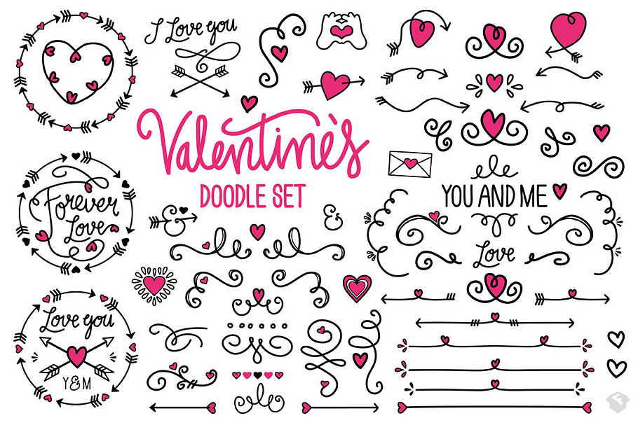 ♡ Valentine's Vector Doodle Set in Illustrations - product preview 8