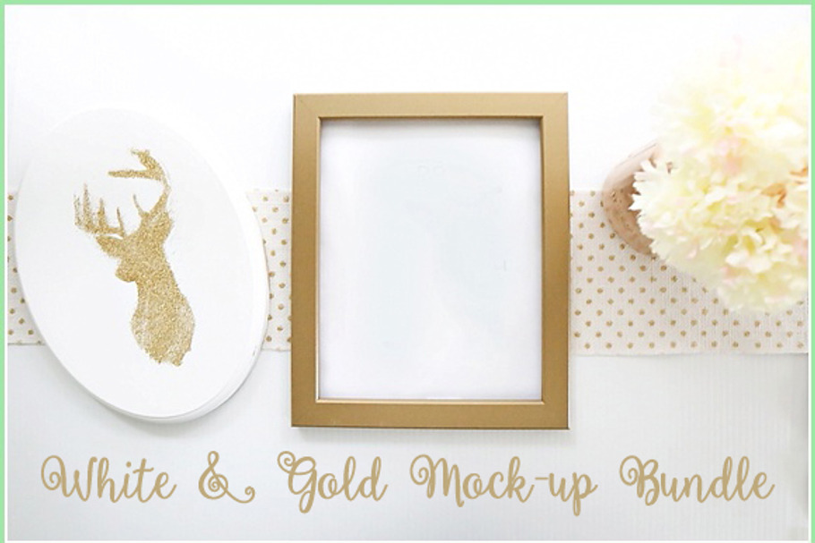White & Gold Mock Up Bundle in Print Mockups - product preview 8
