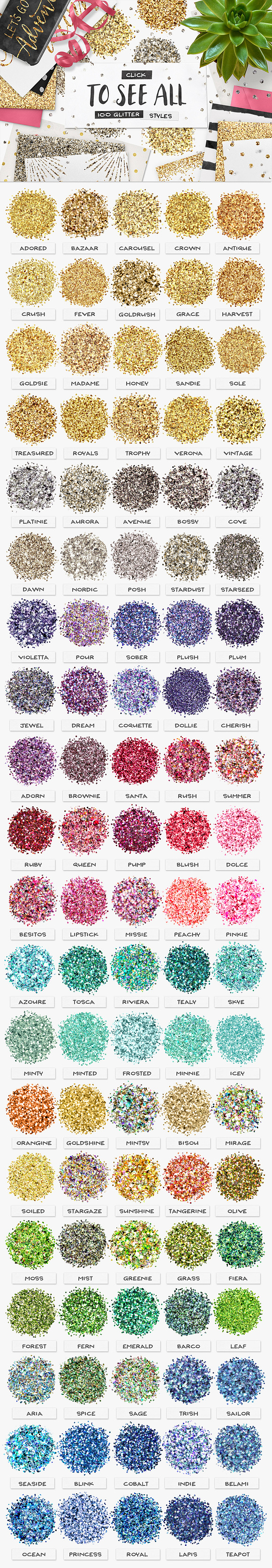 100 Glitter Ai Swatches + Extras! in Photoshop Layer Styles - product preview 2
