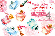 Watercolor  collection of perfume 