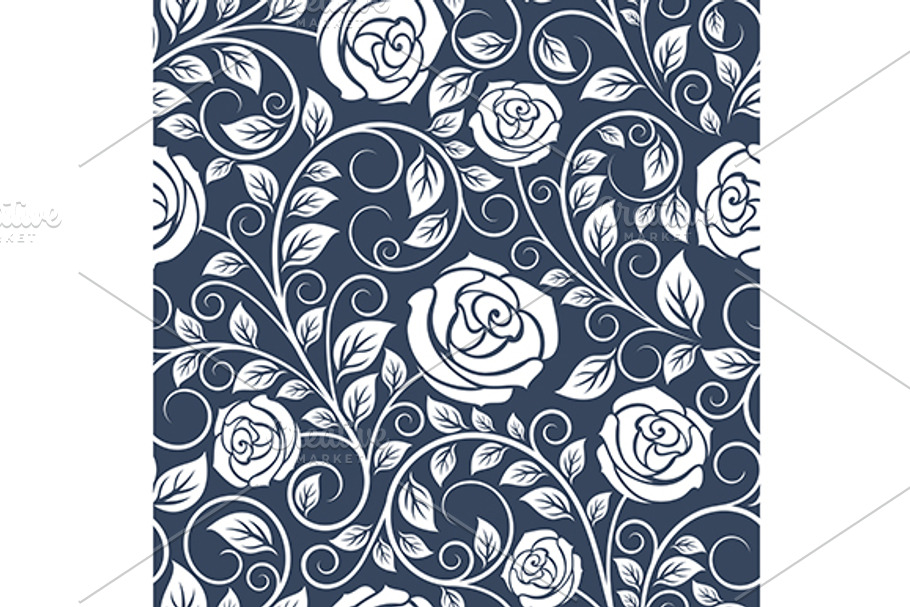 Seamless pattern of white roses in Graphics - product preview 8