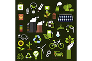 Environment and recycling flat icons
