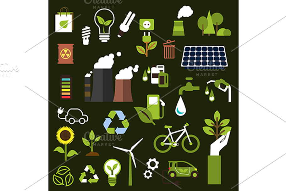Environment and recycling flat icons in Graphics - product preview 8