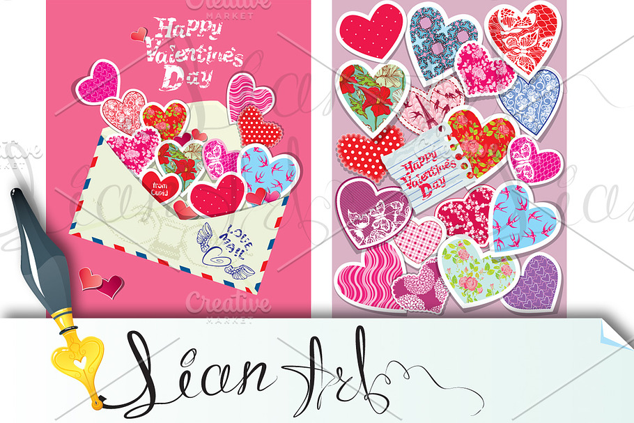 2 Valentines Day cards in Postcard Templates - product preview 8