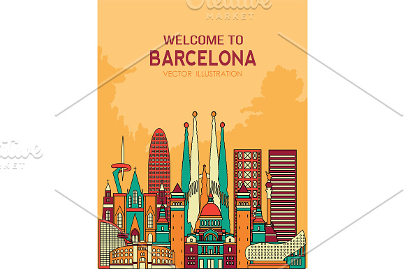 Barcelona line skyline. in Illustrations - product preview 2