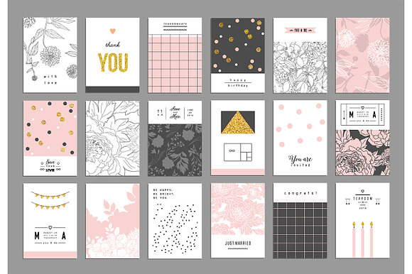 Trendy Cards  VECTOR set in Postcard Templates - product preview 2