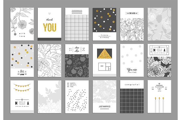 Trendy Cards  VECTOR set in Postcard Templates - product preview 3