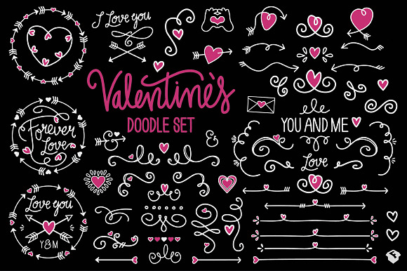 ♡ Valentine's Vector Doodle Set in Illustrations - product preview 2