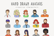 Hand drawn vector avatars set
