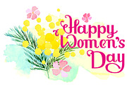 Happy Women's Day. Watercolor flower