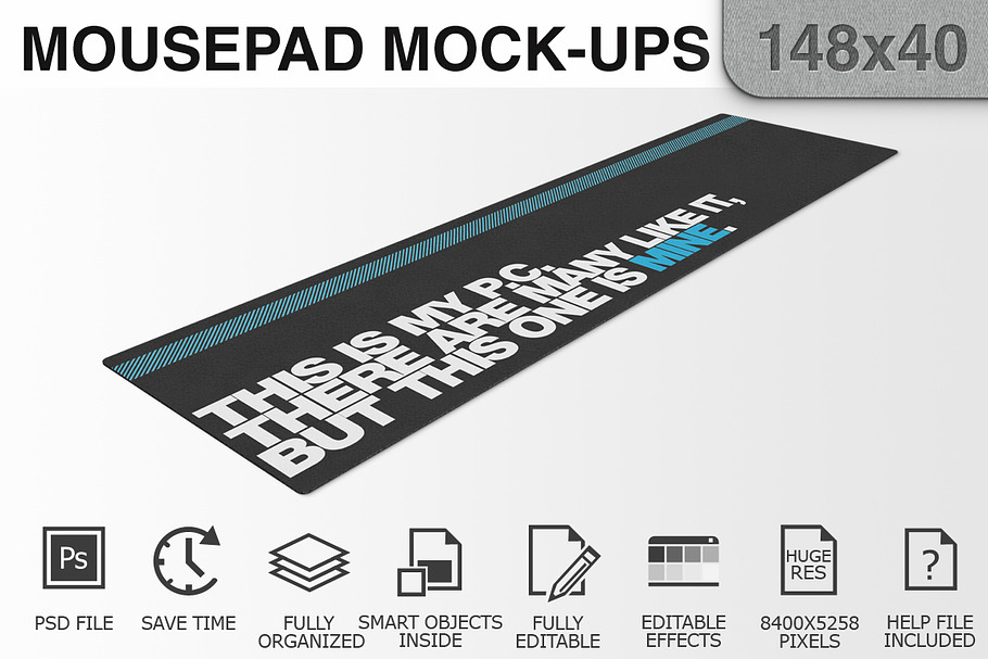 Mousepad Mockups - 148x40 - 1 in Mobile & Web Mockups - product preview 8