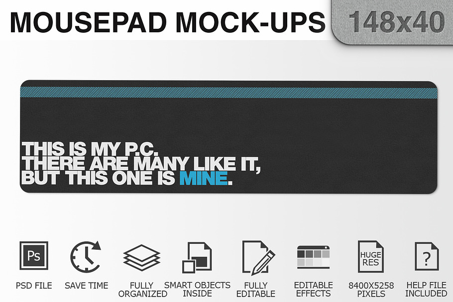 Mousepad Mockups - 148x40 - 2 in Mobile & Web Mockups - product preview 8
