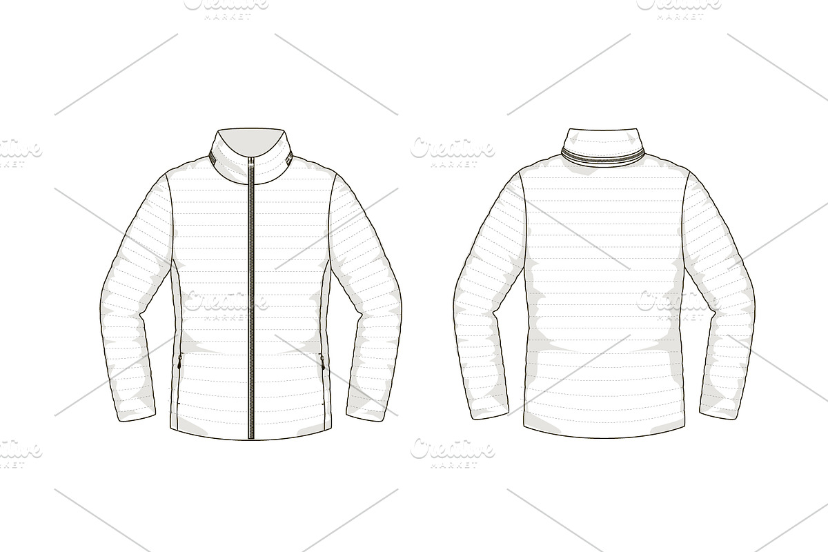 Down Jacket Fashion Flat Template in Templates - product preview 8