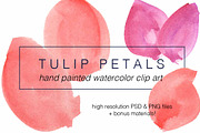 Tulip Petals Watercolor Clip Art