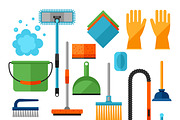 Housekeeping cleaning icons set. 
