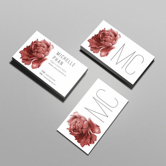 Floral business card in Business Card Templates - product preview 1