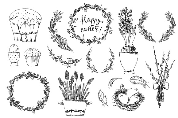 Hand drawn Easter set in Objects - product preview 1
