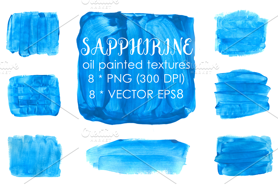 Blue oil  painted textures clip art