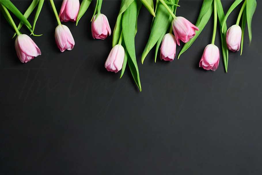 Tulips on Black Styled Desktop in Product Mockups - product preview 8