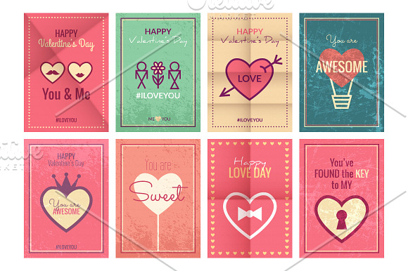 16 Vintage Valentines Day Cards in Illustrations - product preview 1