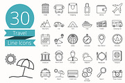 30 Travel Line Icons