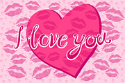 card I love you lettering kiss heart