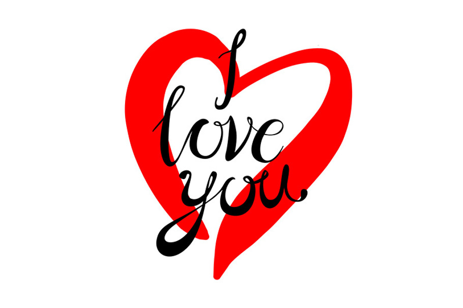 I love you lettering red heart in Graphics - product preview 8