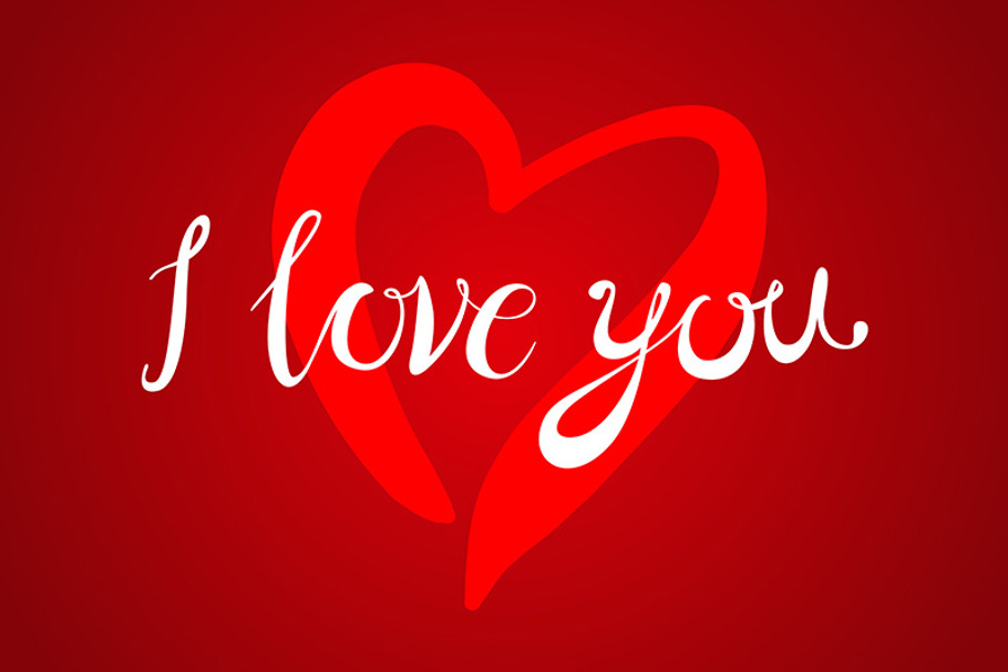 I love you lettering red heart in Graphics - product preview 8