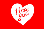 I love you lettering white heart