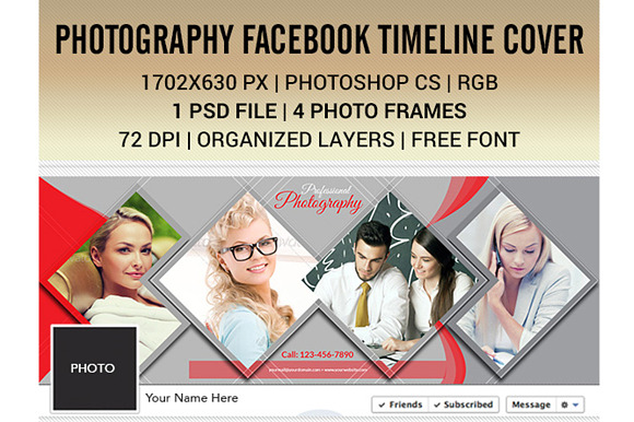 Photography Facebook Timeline Cover in Facebook Templates - product preview 1