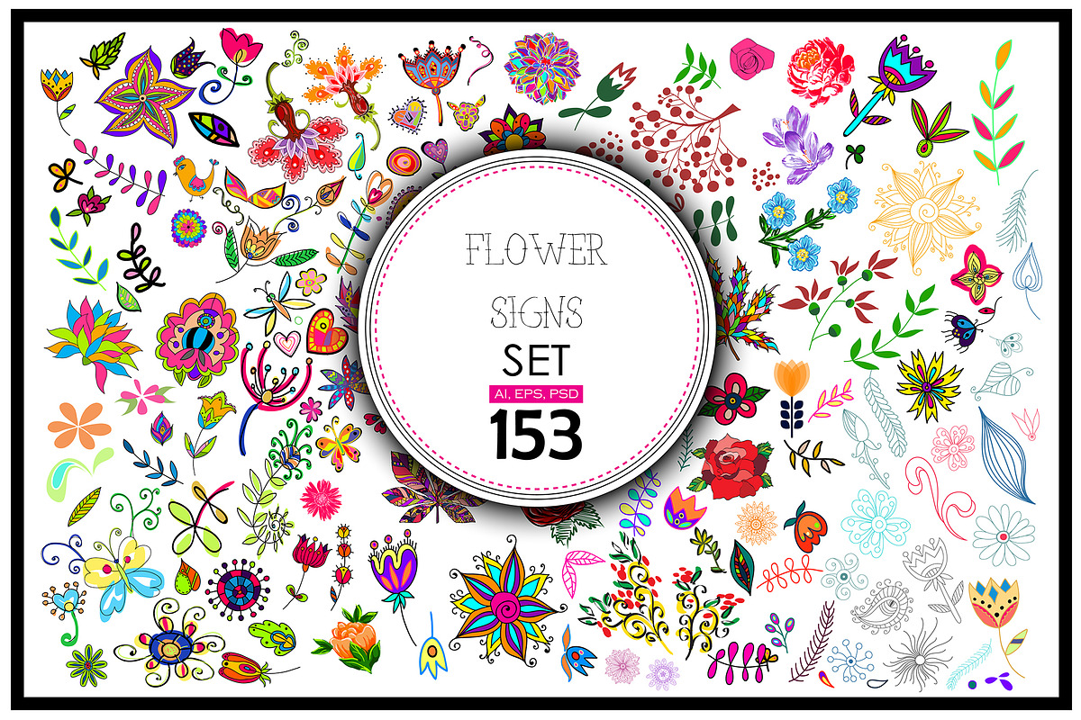153 Vector floral signs set + BONUS. in Illustrations - product preview 8