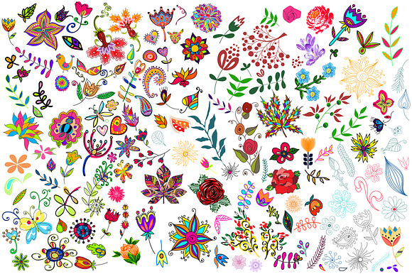 153 Vector floral signs set + BONUS. in Illustrations - product preview 1