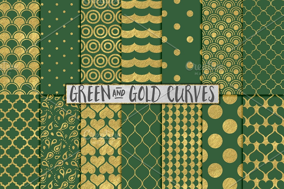 Green and Gold Foil Backgrounds