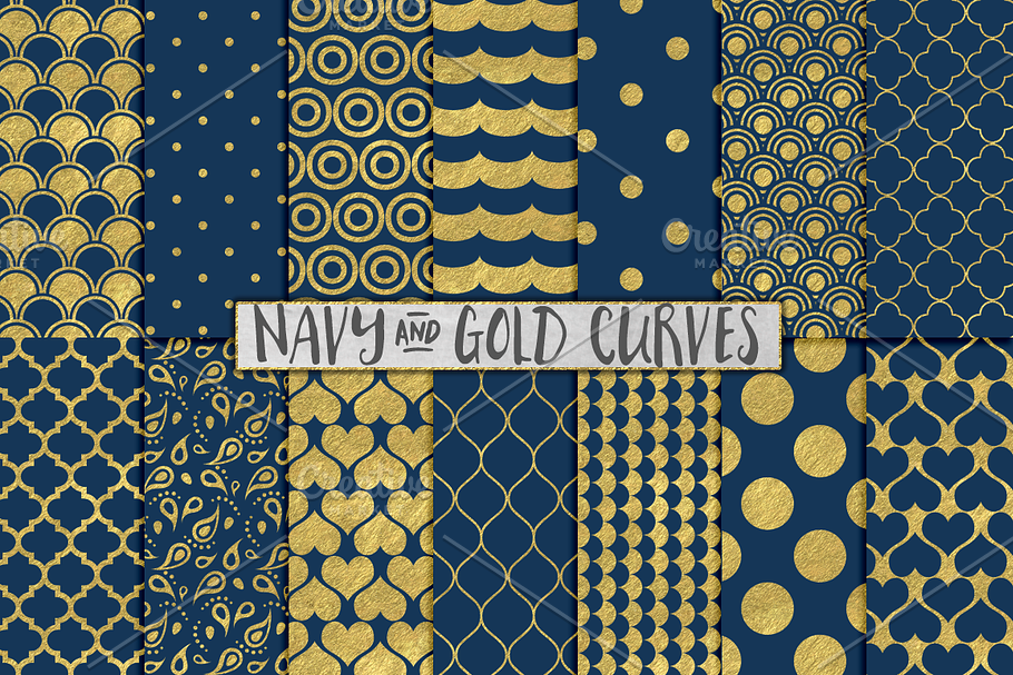 Navy Blue and Gold Foil Backgrounds in Objects - product preview 8
