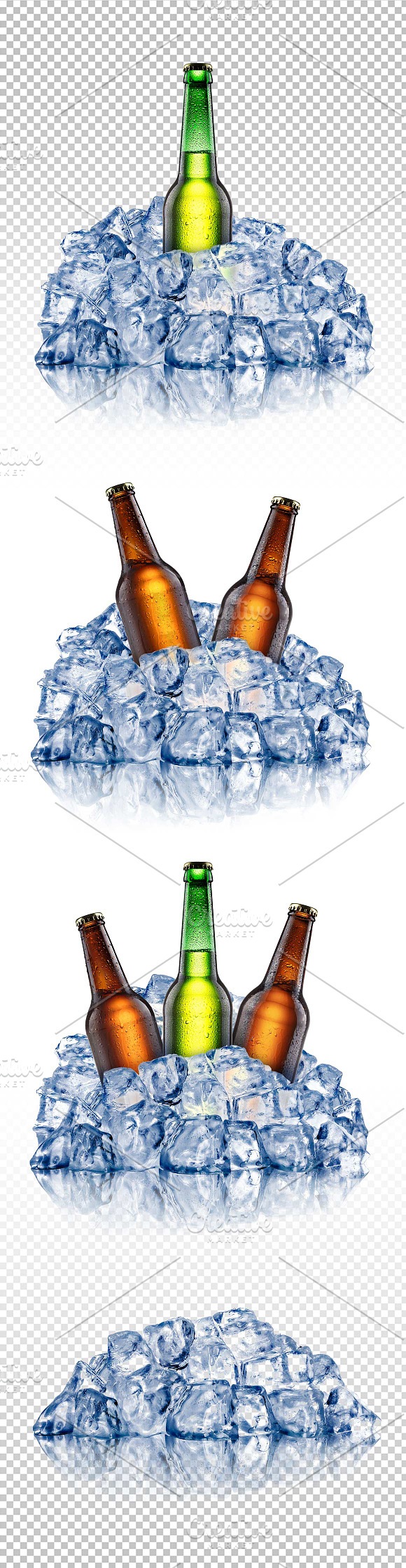 Chilled bottles in rough ice in Objects - product preview 1