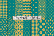 Teal and Gold Foil Backgrounds