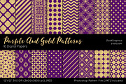 Purple And Gold Digital Papers 