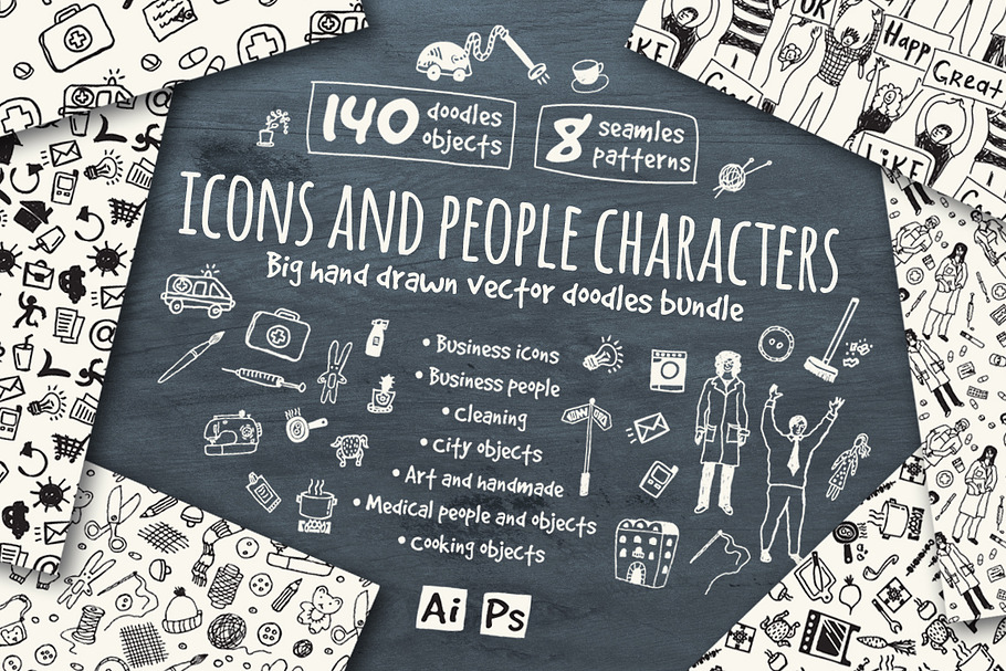 Vector icons and people characters in Illustrations - product preview 8
