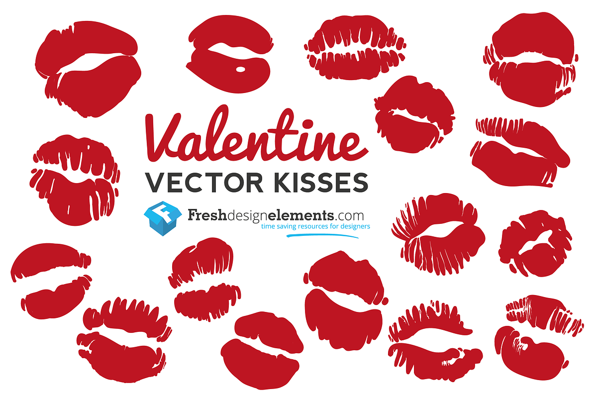 Free Valentine Vector Kisses in Illustrations - product preview 8