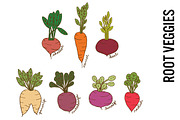 Root Vegetables Doodle Clipart