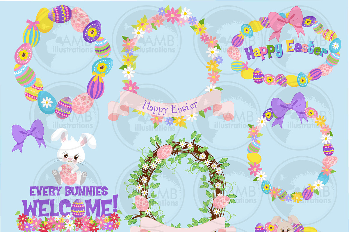 Easter Bunny Clipart AMB-1170 in Objects - product preview 8