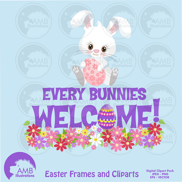 Easter Bunny Clipart AMB-1170 in Objects - product preview 1