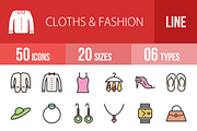 50 Clothes Fashion Line Filled Icons