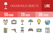 50 HouseholdObject Line Filled Icons