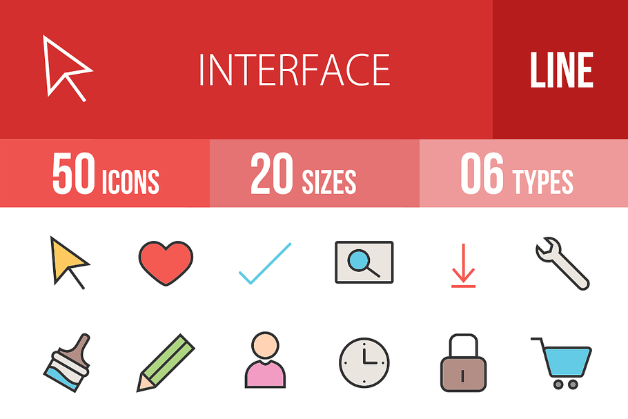 50 Interface Line Filled Icons in Graphics - product preview 8