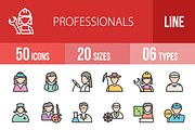 50 Professionals Line Filled Icons