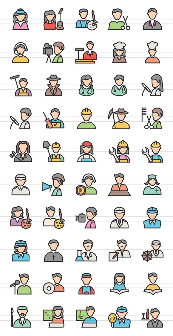 50 Professionals Line Filled Icons in Graphics - product preview 1